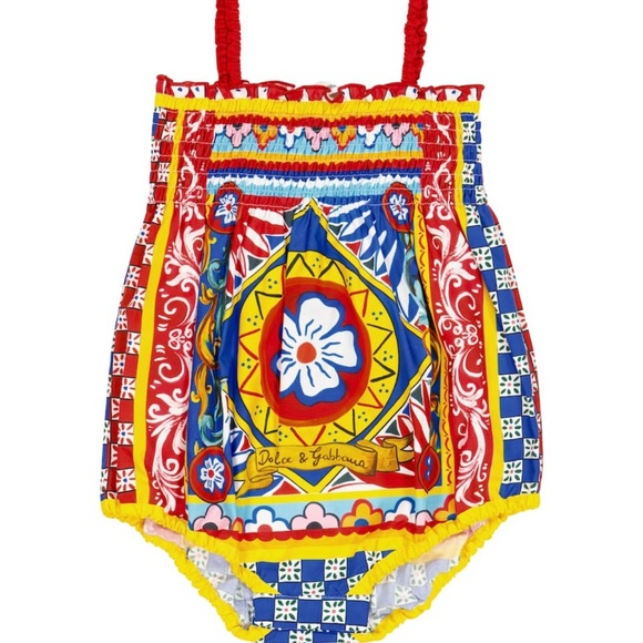 DOLCE&GABBANA Carretto Print Poplin Bubble Romper size 6-9 months - Picture 3 of 7